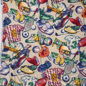 8.5 Yd Fabric Drapery Bloomcraft Sport Equipment Hockey Football Basketball 56W